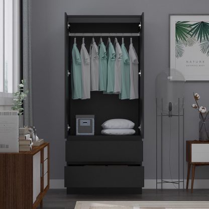 FWStyle Stora 2 Door 2 Drawer Combination Wardrobe - Matt Black - Image 7