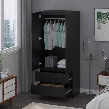 FWStyle Stora 2 Door 2 Drawer Combination Wardrobe - Matt Black - Image 8