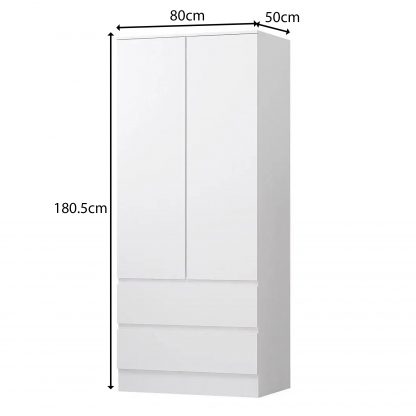 FWStyle Stora 2 Door 2 Drawer Combination Wardrobe - Matt White - Image 2