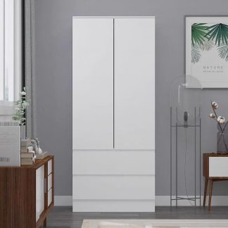 FWStyle Stora 2 Door 2 Drawer Combination Wardrobe - Matt White