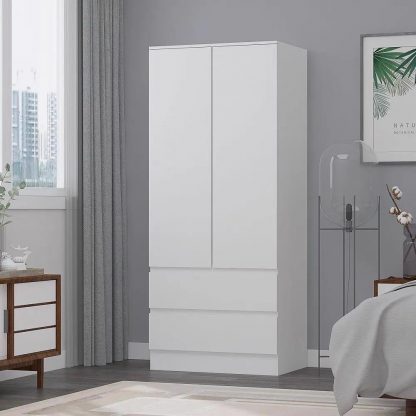 FWStyle Stora 2 Door 2 Drawer Combination Wardrobe - Matt White - Image 6