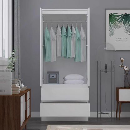 FWStyle Stora 2 Door 2 Drawer Combination Wardrobe - Matt White - Image 7