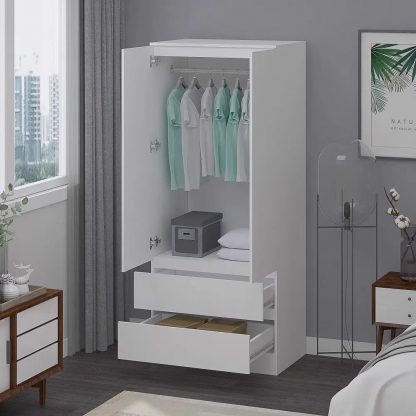 FWStyle Stora 2 Door 2 Drawer Combination Wardrobe - Matt White - Image 8