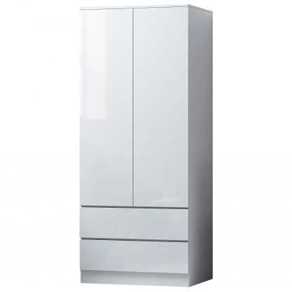 FWStyle Stora 2 Door 2 Drawer Combination Wardrobe - White Gloss Front - Image 3