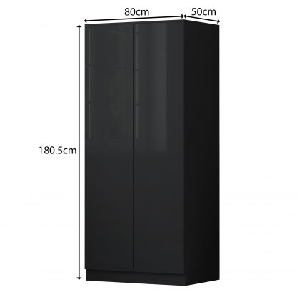 FWStyle Stora 2 Door Wardrobe - Black Gloss Front - Image 2