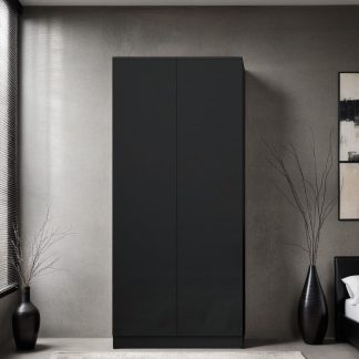 FWStyle Stora 2 Door Wardrobe - Black Gloss Front