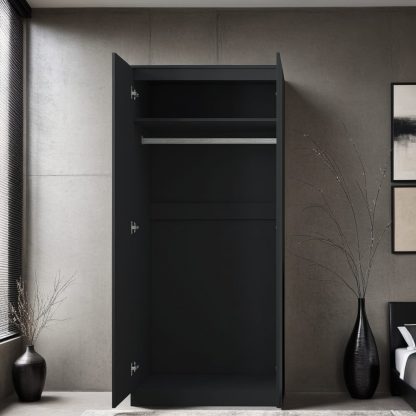 FWStyle Stora 2 Door Wardrobe - Black Gloss Front - Image 6