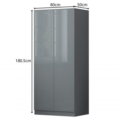 FWStyle Stora 2 Door Wardrobe - Grey Gloss Front - Image 2