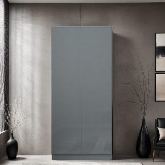 FWStyle Stora 2 Door Wardrobe - Grey Gloss Front