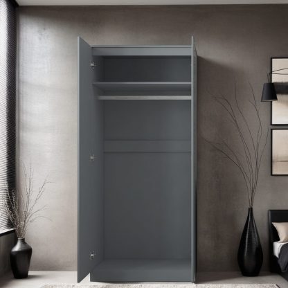 FWStyle Stora 2 Door Wardrobe - Grey Gloss Front - Image 6