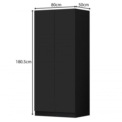 FWStyle Stora 2 Door Wardrobe - Matt Black - Image 2
