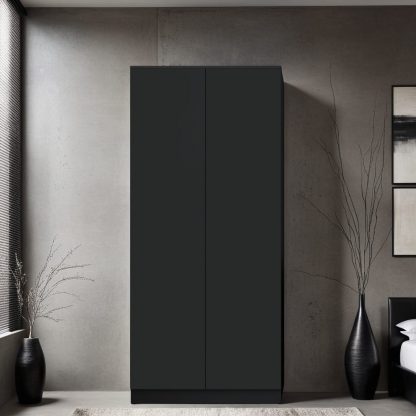 FWStyle Stora 2 Door Wardrobe - Matt Black