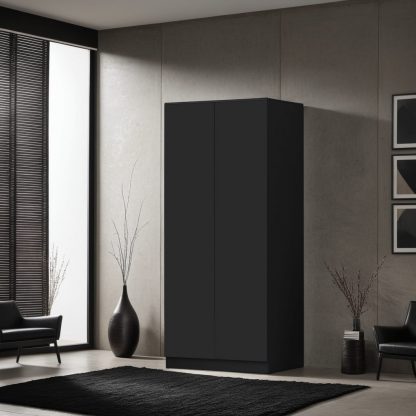 FWStyle Stora 2 Door Wardrobe - Matt Black - Image 6