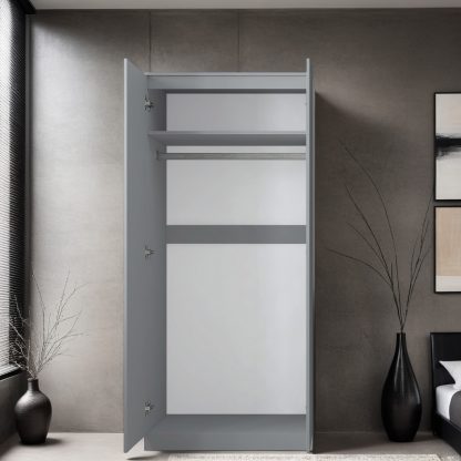 FWStyle Stora 2 Door Wardrobe - Matt Grey - Image 6