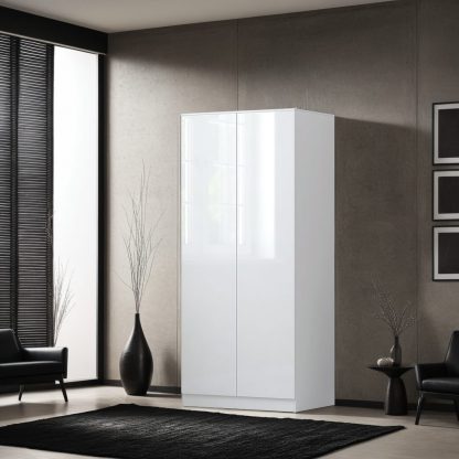 FWStyle Stora 2 Door Wardrobe - White Gloss Front - Image 6