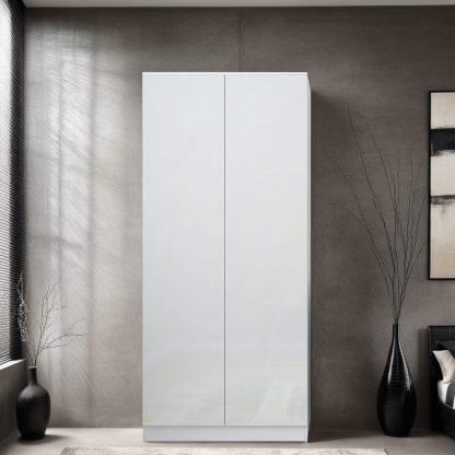 FWStyle Stora 2 Door Wardrobe - White Gloss Front