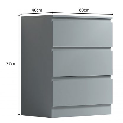 FWStyle Stora 3 Drawer Chest of Drawers - Matt Grey - Image 2