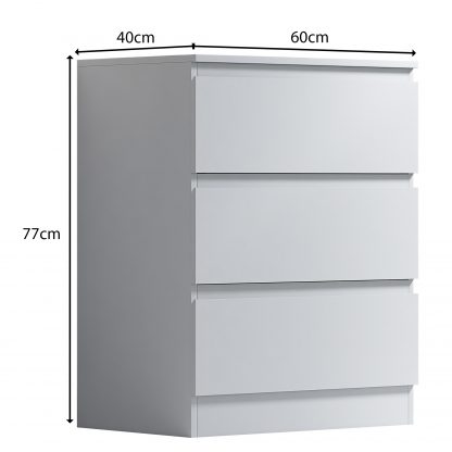 FWStyle Stora 3 Drawer Chest of Drawers - Matt White - Image 2