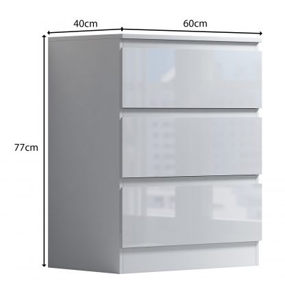 FWStyle Stora 3 Drawer Chest of Drawers - White Gloss Front - Image 2