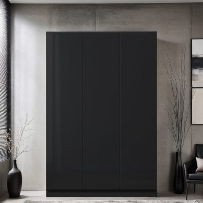 FWStyle Stora 3 Door Wardrobe - Black Gloss Front