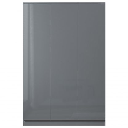 FWStyle Stora 3 Door Wardrobe - Grey Gloss Front - Image 4