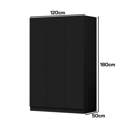 FWStyle Stora 3 Door Wardrobe - Matt Black - Image 2