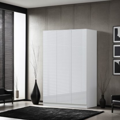FWStyle Stora 3 Door Wardrobe - White Gloss Front - Image 6