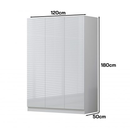 FWStyle Stora 3 Door Wardrobe - White Gloss Front - Image 2