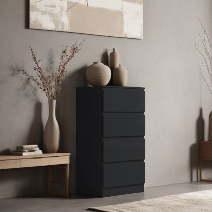 FWStyle Stora 4 Drawer Chest of Drawers - Black Gloss Front - Image 9