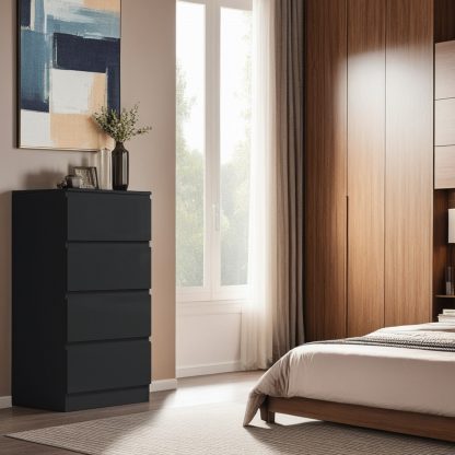 FWStyle Stora 4 Drawer Chest of Drawers - Black Gloss Front - Image 8