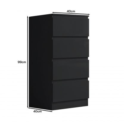 FWStyle Stora 4 Drawer Chest of Drawers - Black Gloss Front - Image 2