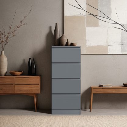 FWStyle Stora 4 Drawer Chest of Drawers - Grey Gloss Front