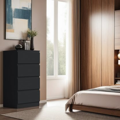 FWStyle Stora 4 Drawer Chest of Drawers - Matt Black - Image 9