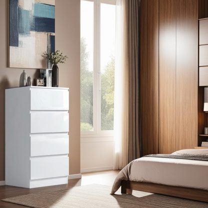 FWStyle Stora 4 Drawer Chest of Drawers - White Gloss Front - Image 8