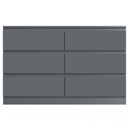 FWStyle Stora 6 Drawer Wide 3+3 Chest Of Drawers - Matt Dark Grey - Image 3