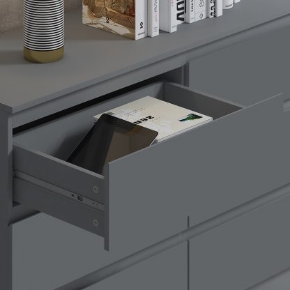 FWStyle Stora 6 Drawer Wide 3+3 Chest Of Drawers - Matt Dark Grey - Image 9