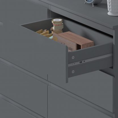 FWStyle Stora 8 Drawer Wide 4+4 Chest Of Drawers - Matt Dark Grey - Image 7