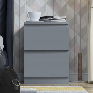 FWStyle Stora 2 Drawer Bedside Cabinet - Matt Dark Grey