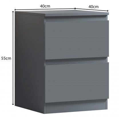FWStyle Stora 2 Drawer Bedside Cabinet - Matt Dark Grey - Image 2