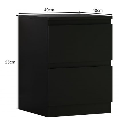 FWStyle Stora 2 Drawer Bedside Cabinet - Matt Black - Image 2