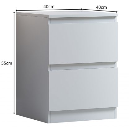 FWStyle Stora 2 Drawer Bedside Cabinet - Matt White - Image 2