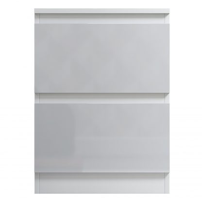 FWStyle Stora 2 Drawer Bedside Cabinet - White Gloss Front - Image 3