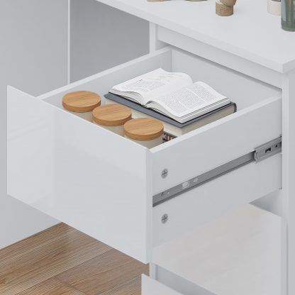 FWStyle Stora 3 Drawer Dressing Table - White Gloss Front - Image 7
