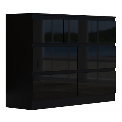 FWStyle Stora 7 Drawer Merchant Chest Of Drawers - Black Gloss Front - Image 4
