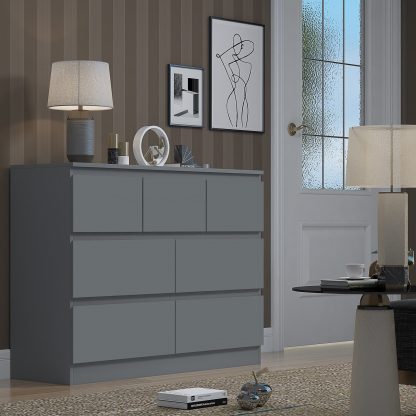 FWStyle Stora 7 Drawer Merchant Chest Of Drawers - Matt Dark Grey - Image 5