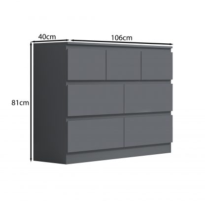 FWStyle Stora 7 Drawer Merchant Chest Of Drawers - Matt Dark Grey - Image 2
