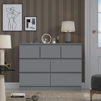 FWStyle Stora 7 Drawer Merchant Chest Of Drawers - Matt Dark Grey