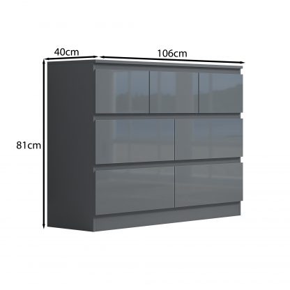 FWStyle Stora 7 Drawer Merchant Chest Of Drawers - Grey Gloss Front - Image 2