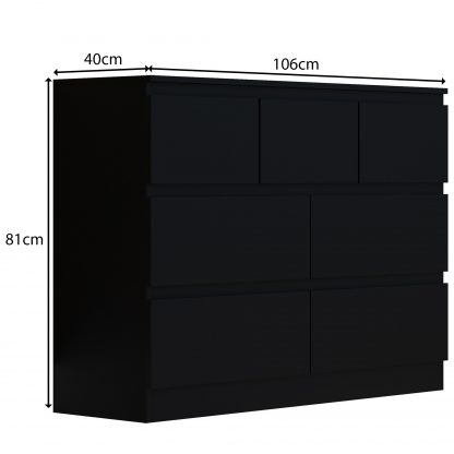 FWStyle Stora 7 Drawer Merchant Chest Of Drawers - Matt Black - Image 2