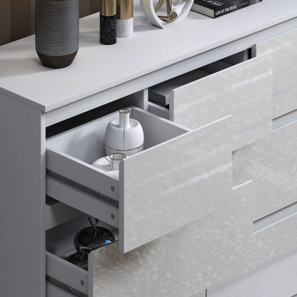 FWStyle Stora 7 Drawer Merchant Chest Of Drawers - White Gloss Front - Image 7